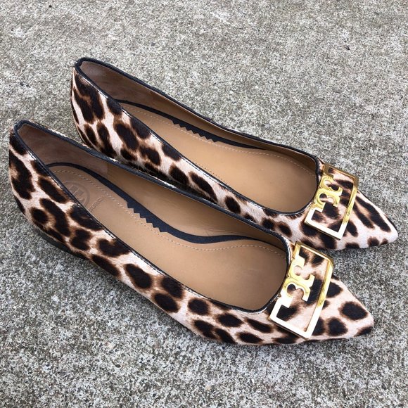 Tory Burch Shoes - Tory Burch Leopard Pointed Leather Flats Size 5